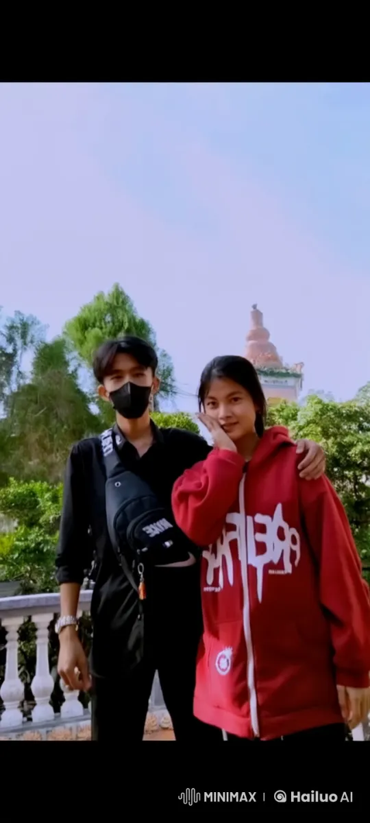 Terrace Combat: Black Outfit vs. Red Hoodie – AI Generated Video | Hailuo AI