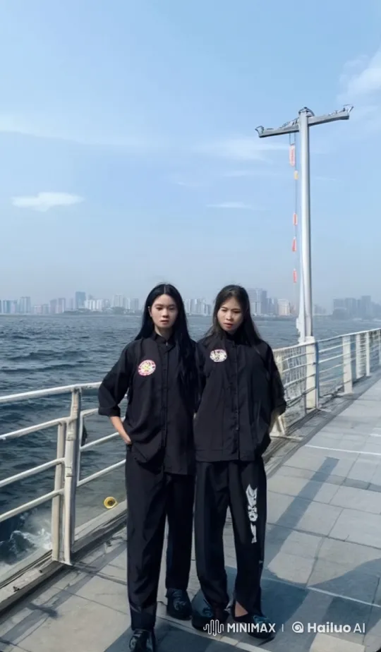 Synchronized Kung Fu Display on Pier with High-Flying Combat – AI Generated Video | Hailuo AI