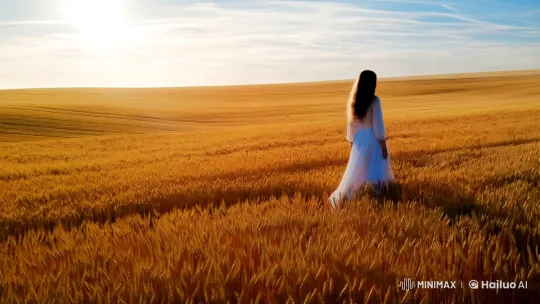 Young Woman in Vast Wheat Fields: A Cinematic Journey – AI Generated Video | Hailuo AI
