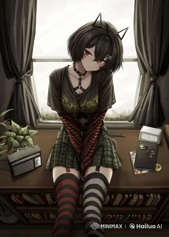 Gentle Breeze: Animated Girl with Cat Ears on Bench – AI Generated Video | Hailuo AI