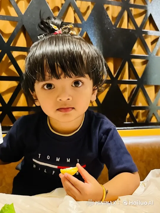 Child in Tommy Hilfiger Shirt Walks with Lemon – AI Generated Video | Hailuo AI