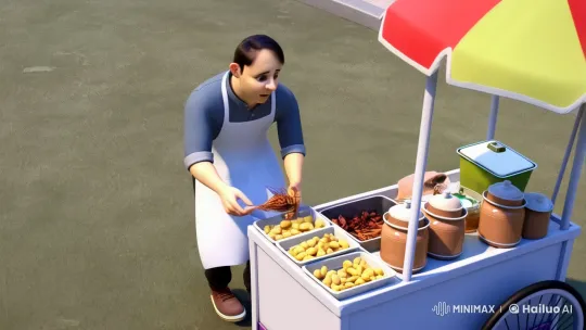 Street Vendor Terrified by Rat Swarm Invasion – AI Generated Video | Hailuo AI