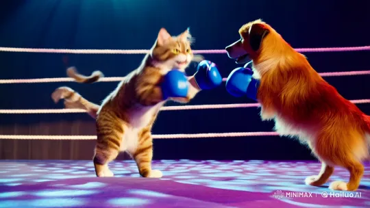 Animals in Boxing Ring: High-Speed, High-Energy Scene – AI Generated Video | Hailuo AI