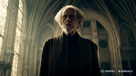 Elderly Sage Commands Attention in Grand Hall – AI Generated Video | Hailuo AI