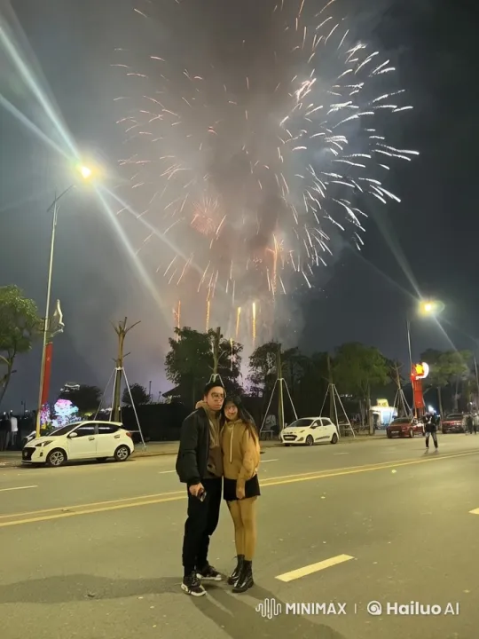 Couple Engages in Dynamic Kung Fu Fight Against Fireworks Background – AI Generated Video | Hailuo AI