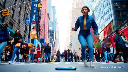 Young Woman Discovers Samsung S21 Ultra in NYC – AI Generated Video | Hailuo AI