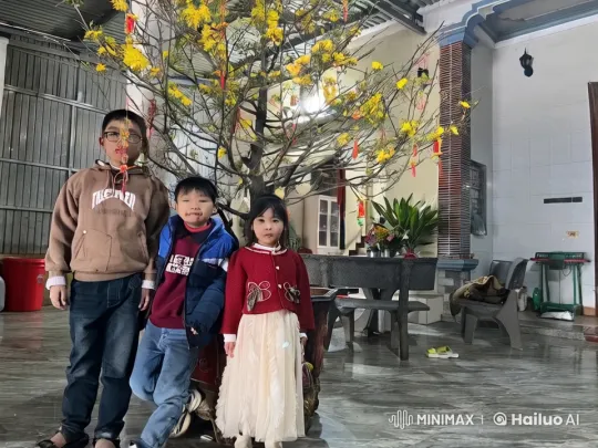 Children Practice Martial Arts in Front of Flowering Tree Indoors – AI Generated Video | Hailuo AI