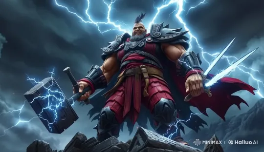 Colossal Warrior with Divine Thunder and Trickster Nature – AI Generated Video | Hailuo AI