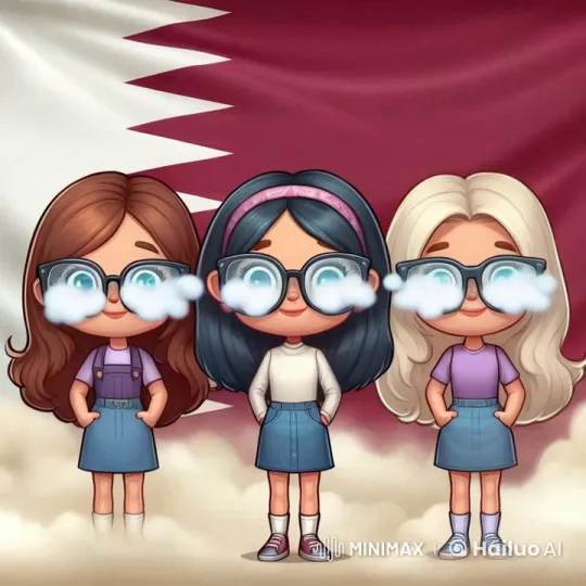 Cartoon Girls' School Incident with Qatar Flag Background – AI Generated Video | Hailuo AI