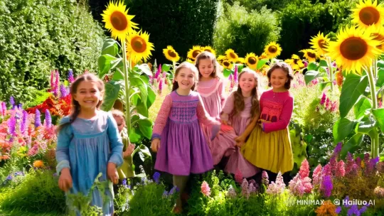 Children Discover Hidden Trapdoor in Enchanted Garden – AI Generated Video | Hailuo AI