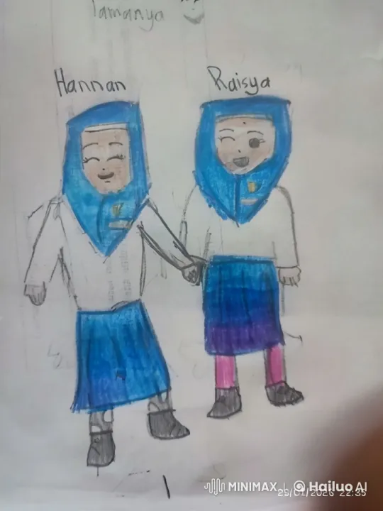 Animated Video: Hannan and Raisya's Friendship Embrace – AI Generated Video | Hailuo AI