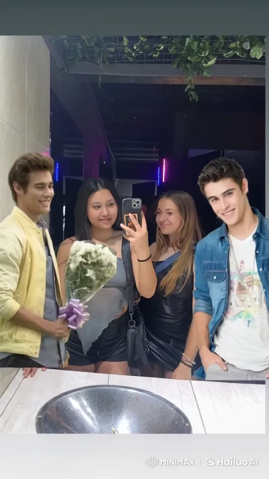 Young Friends Celebrate with Flowers and Hugs – AI Generated Video | Hailuo AI