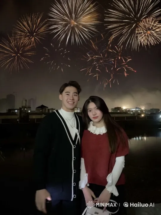 Couple Performs Martial Arts Under Fireworks Display – AI Generated Video | Hailuo AI
