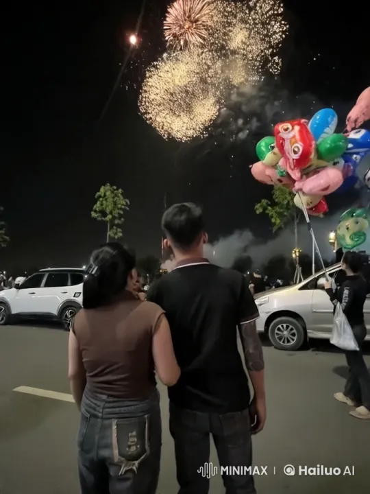 Couple Performs Kungfu Amidst Nighttime Fireworks and Chaos – AI Generated Video | Hailuo AI