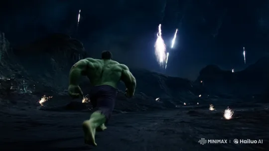 Hulk Charges Through Meteor-Lit Destruction – AI Generated Video | Hailuo AI