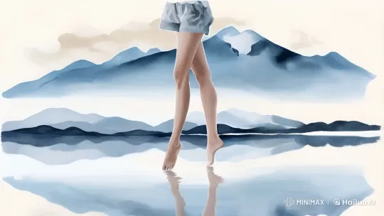 Cartoon Girl Wanders on Shallow Water with Circles – AI Generated Video | Hailuo AI