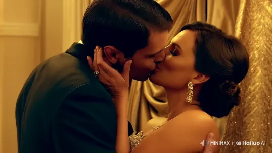 Intimate Embrace: Passionate Kiss in Golden Light – AI Generated Video | Hailuo AI