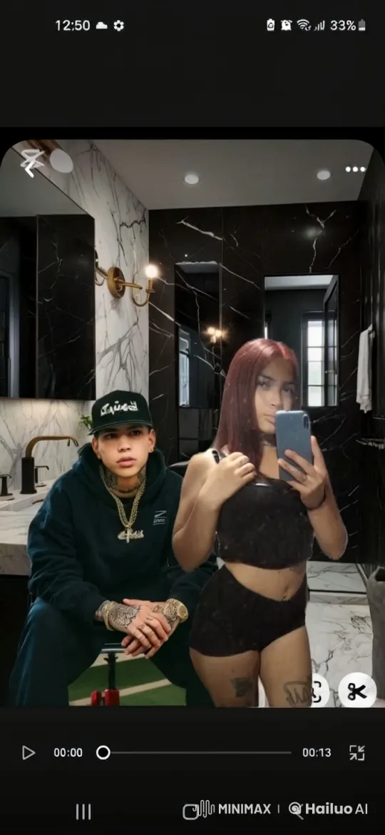 Affectionate Moment Captured in Luxury Bathroom – AI Generated Video | Hailuo AI