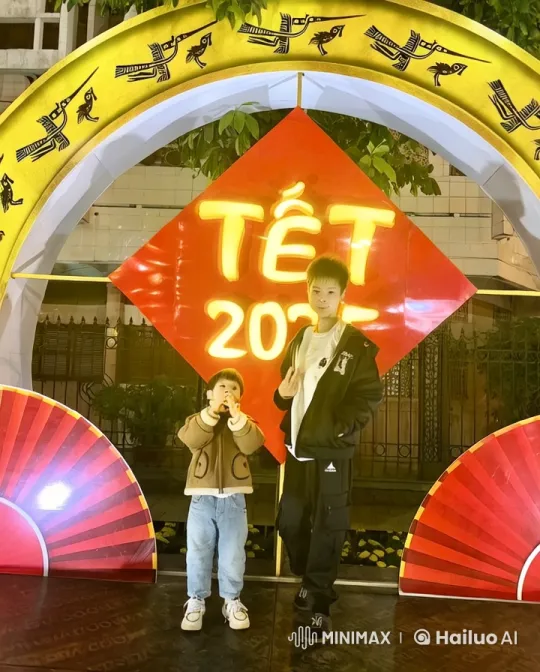 Vietnamese New Year Celebration with Child's Playful Boxing – AI Generated Video | Hailuo AI
