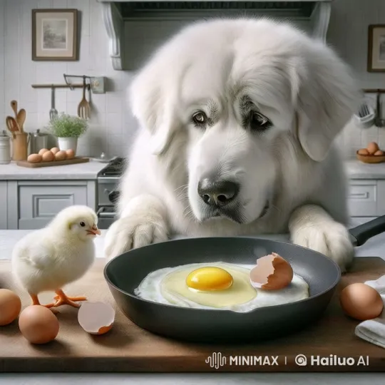 Dog Surprised by Singing Chick in Cozy Kitchen – AI Generated Video | Hailuo AI