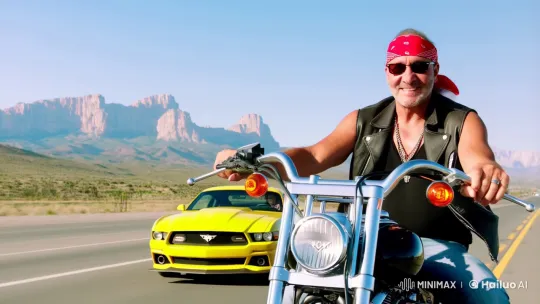 California Biker Conquers Rocky Mountain Highway – AI Generated Video | Hailuo AI