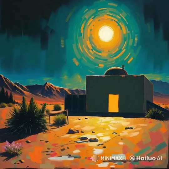 Desert Sunset Reveals Hidden Futuristic Facility – AI Generated Video | Hailuo AI