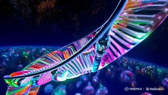 DNA Dance in Hyperspace with Dramatic Lighting Effects – AI Generated Video | Hailuo AI