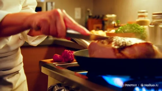 Chef Cat Orange's Artful Chicken Steak Preparation – AI Generated Video | Hailuo AI