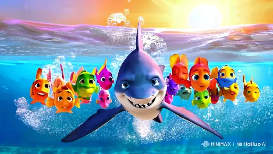 Characters Swim in Harmony, Form Heart Shape – AI Generated Video | Hailuo AI