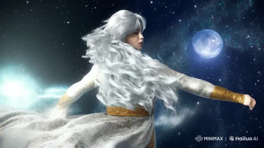 Celestial Being Glides Through Starry Night Sky – AI Generated Video | Hailuo AI