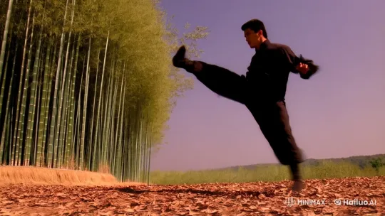 Lone Warrior's Aesthetic Martial Arts Display – AI Generated Video | Hailuo AI