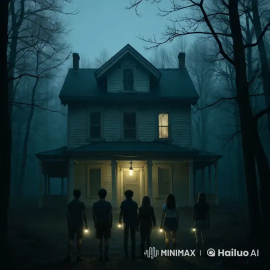 Mysterious Abandoned House at Night with Teens – AI Generated Video | Hailuo AI