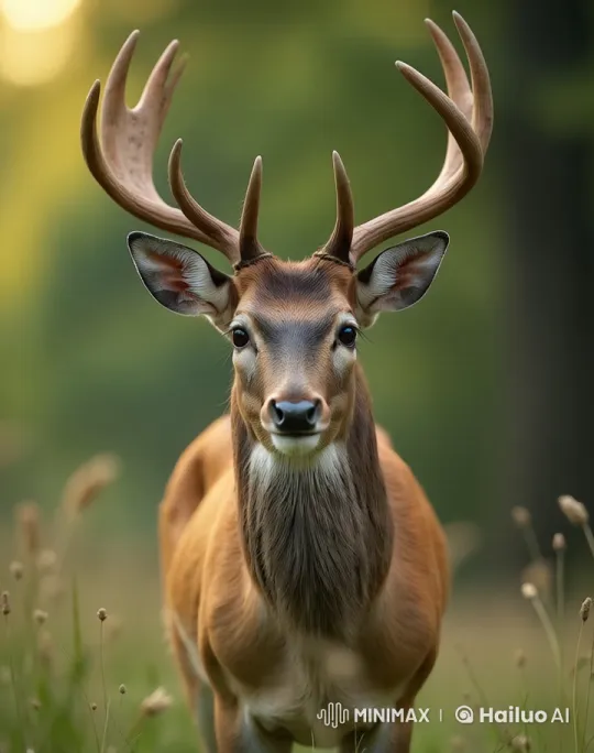 Deer with Terrifyingly Large Teeth in Peaceful Forest – AI Generated Video | Hailuo AI