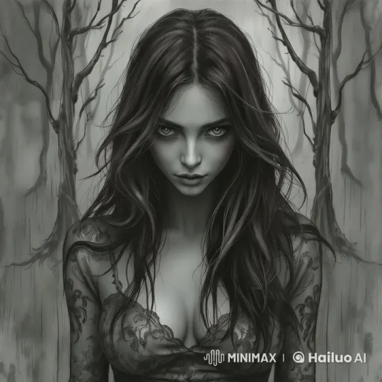 Mysterious Woman in Lace Dress Amidst Haunted Forest – AI Generated Video | Hailuo AI