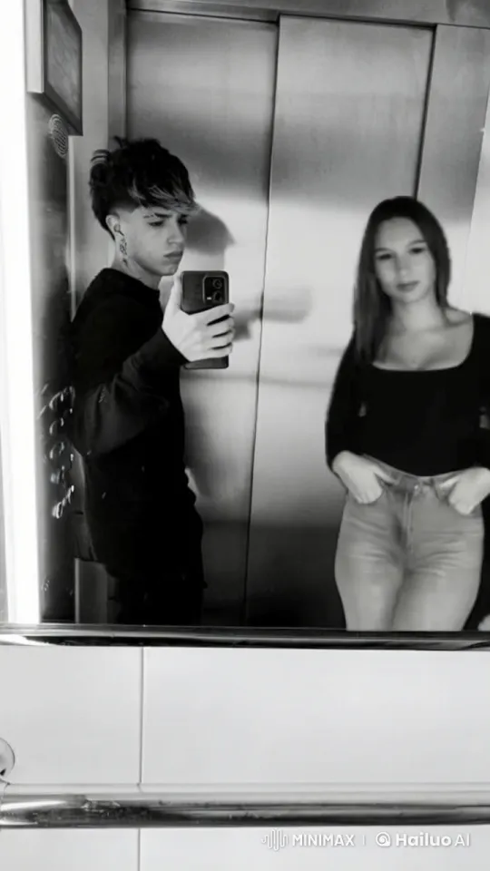 Intimate Moment in a Mirrored Elevator – AI Generated Video | Hailuo AI