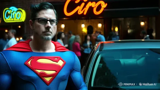 Superman Costume Wearer Destroys Car with Laser Vision – AI Generated Video | Hailuo AI