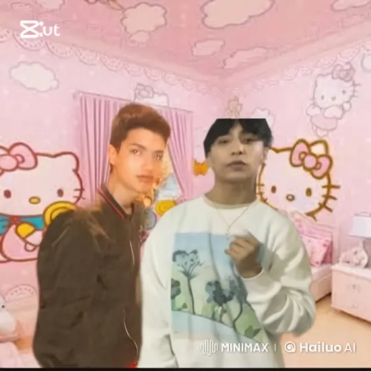 Couple Kisses in Whimsical Hello Kitty Room – AI Generated Video | Hailuo AI