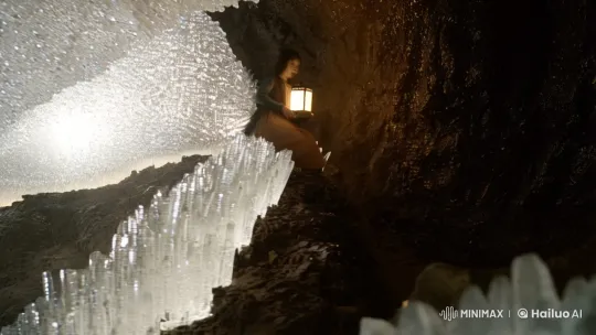 Mei-Lin's Descent into a Glowing Crystal Cave – AI Generated Video | Hailuo AI