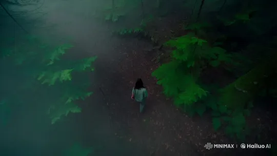 Lone Wanderer Navigates Enigmatic Forest in Dynamic Shot – AI Generated Video | Hailuo AI