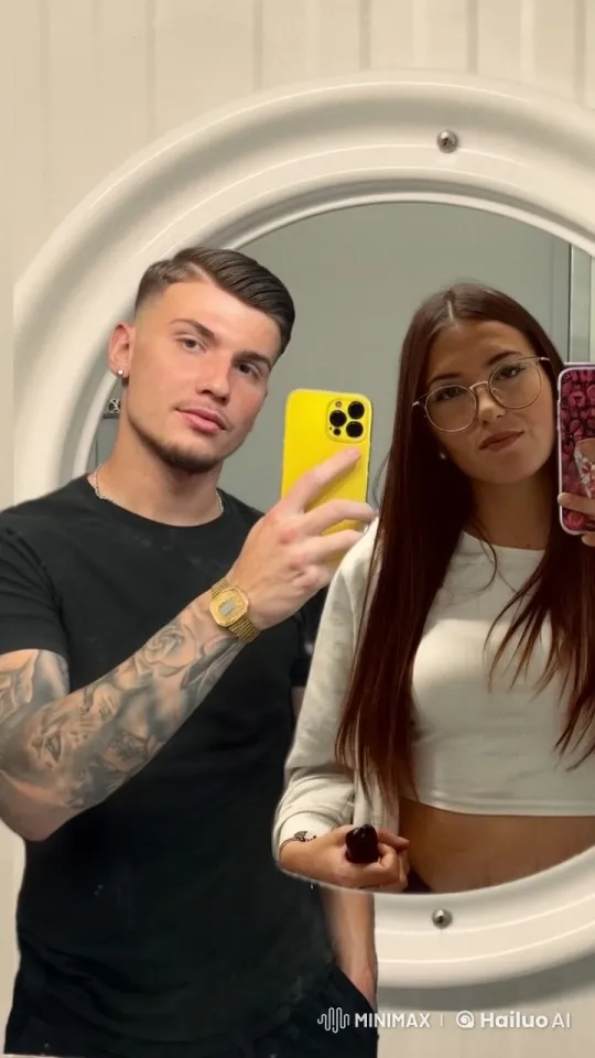 Couple Captures Romantic Mirror Selfie – AI Generated Video | Hailuo AI