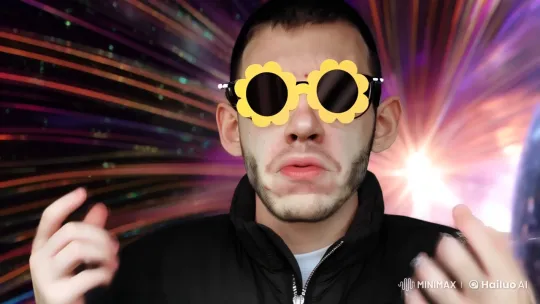 Young Man in Space-Themed Video with Dynamic Background – AI Generated Video | Hailuo AI