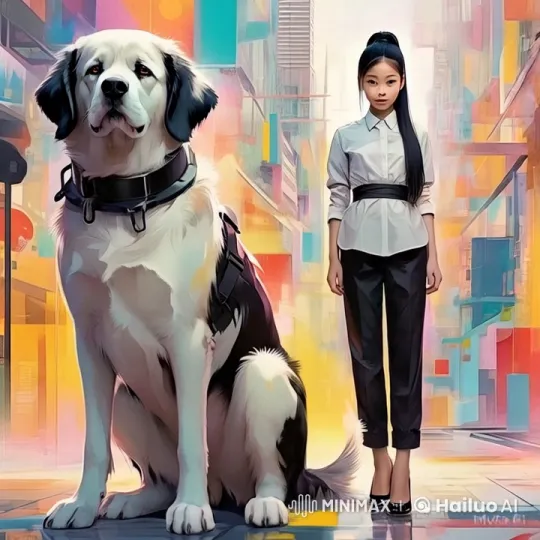 Girl and Dog Enjoy Peaceful Moment in Nature – AI Generated Video | Hailuo AI