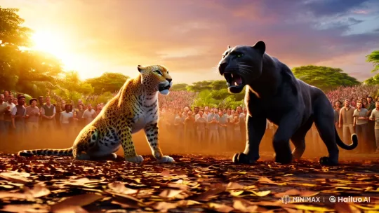 4K Cinematic Jungle Battle: Leopard vs. Panther – AI Generated Video | Hailuo AI