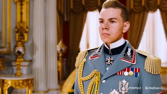 German General Salutes in Formal Military Setting – AI Generated Video | Hailuo AI