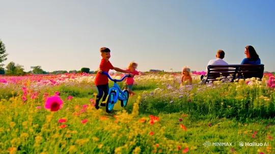 Family Bliss in a Sunlit Park – AI Generated Video | Hailuo AI