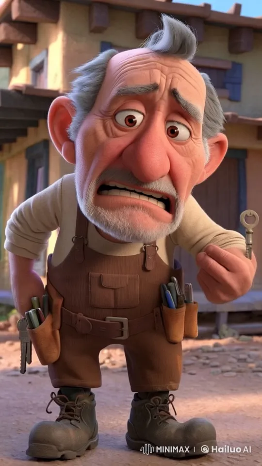 Old Man in Brown Overalls Discusses with Animated Gestures – AI Generated Video | Hailuo AI