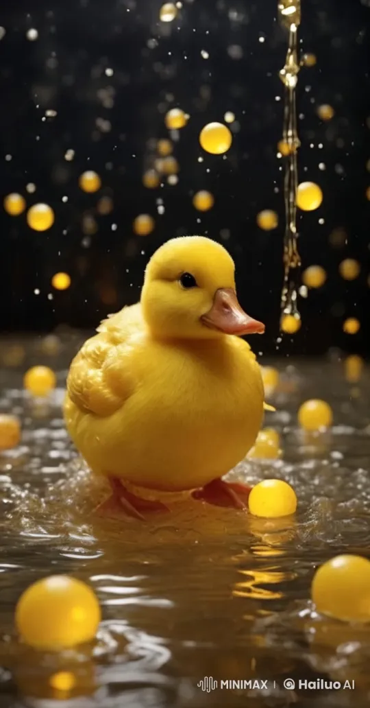 Yellow Duckling Playfully Explores Water Scene – AI Generated Video | Hailuo AI