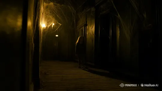 Girl Walks Through Haunted House Corridor – AI Generated Video | Hailuo AI