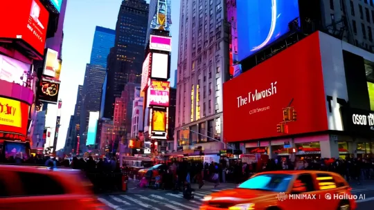 Dynamic Tracking Shot of Bustling Times Square – AI Generated Video | Hailuo AI