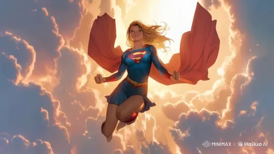 Supergirl Soars Through Sky to Orbit in Live2D Animation – AI Generated Video | Hailuo AI
